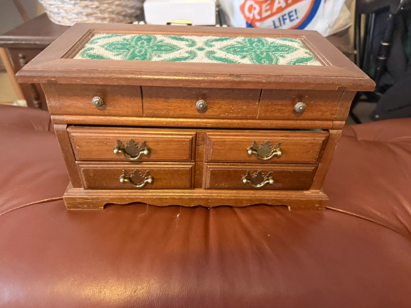 Vintage Wooden Jewelry Box with Drawers - photo 2
