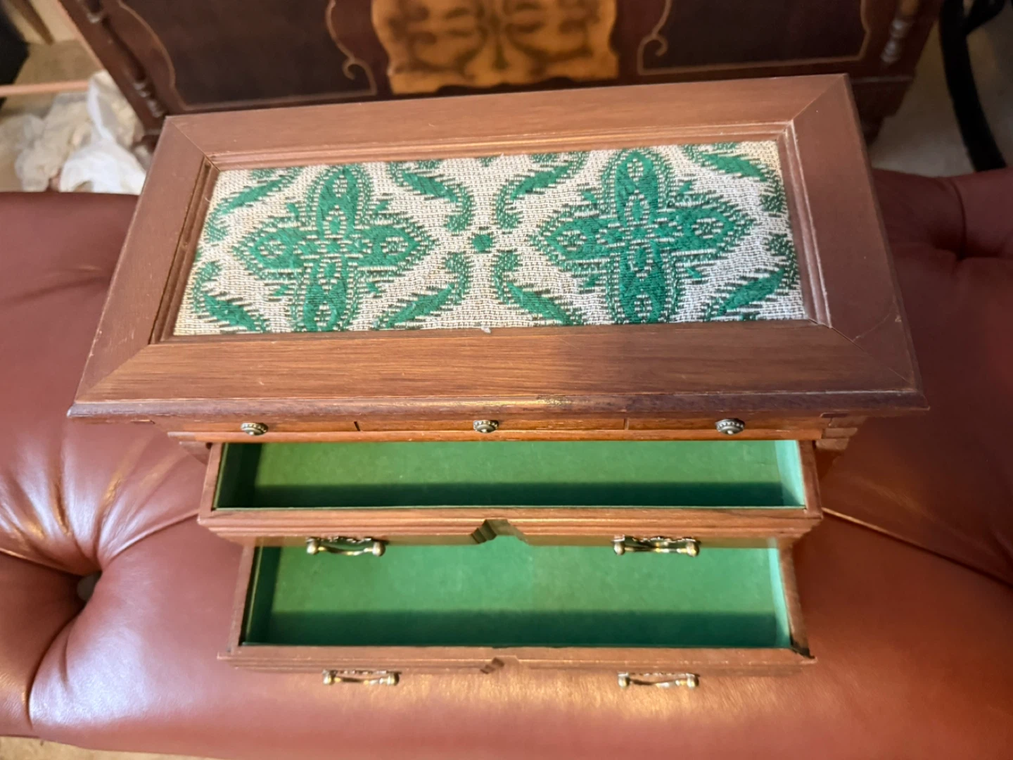 Vintage Wooden Jewelry Box with Drawers - photo 3