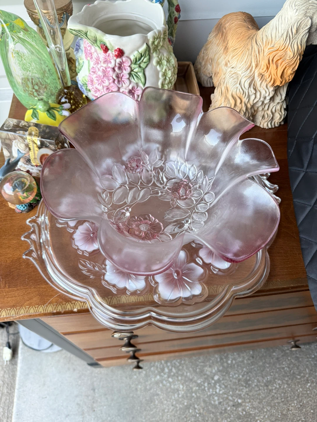VTG will 1970 Mikasa Pink Rosella Serving Bowl & Tray Set - photo 4