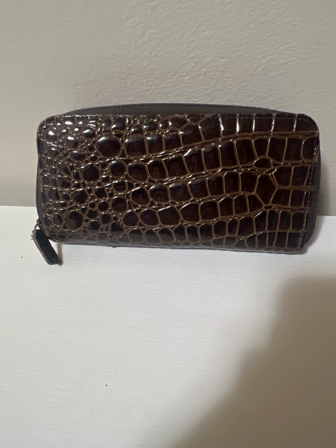 Brown Crocodile Print Wallet - photo 5
