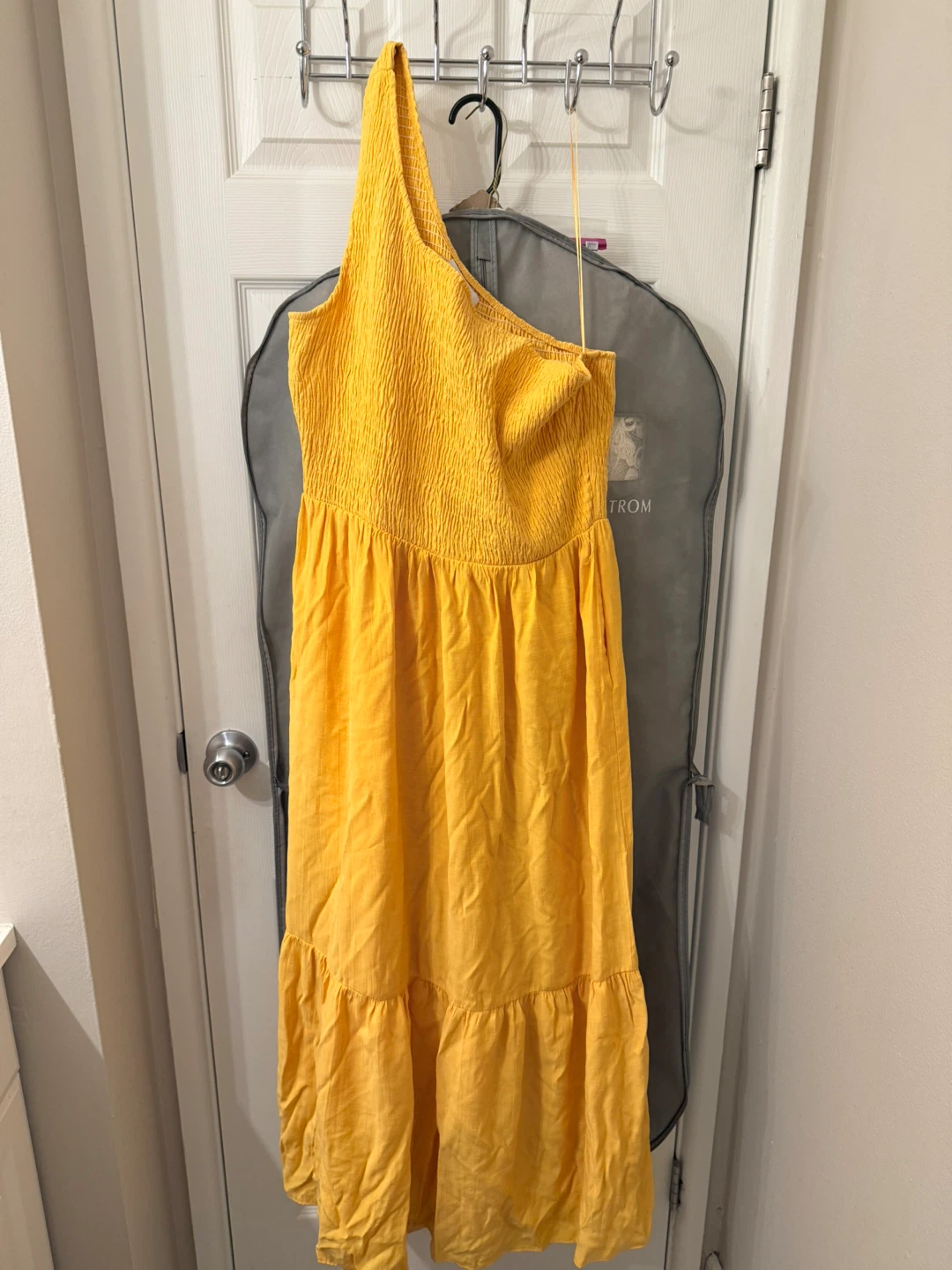 Nine West Yellow Smocked One-Shoulder Maxi Dress XL - photo 2