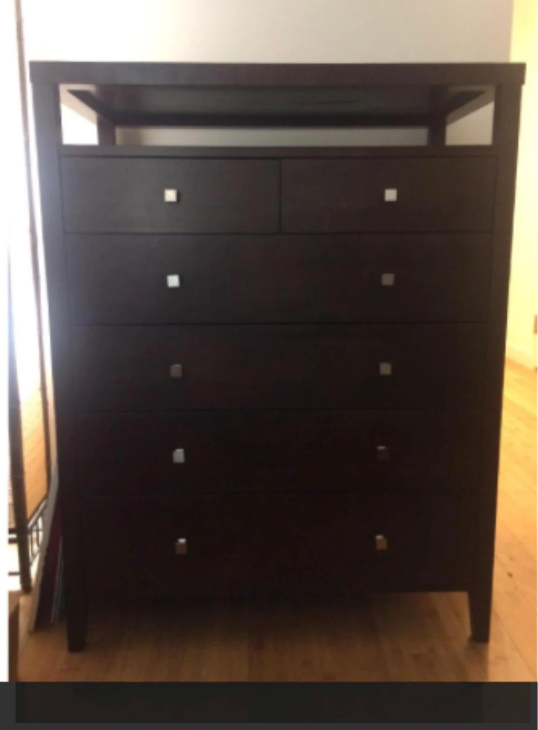 Dark Brown Wooden Dresser with 6 Drawers - photo 2