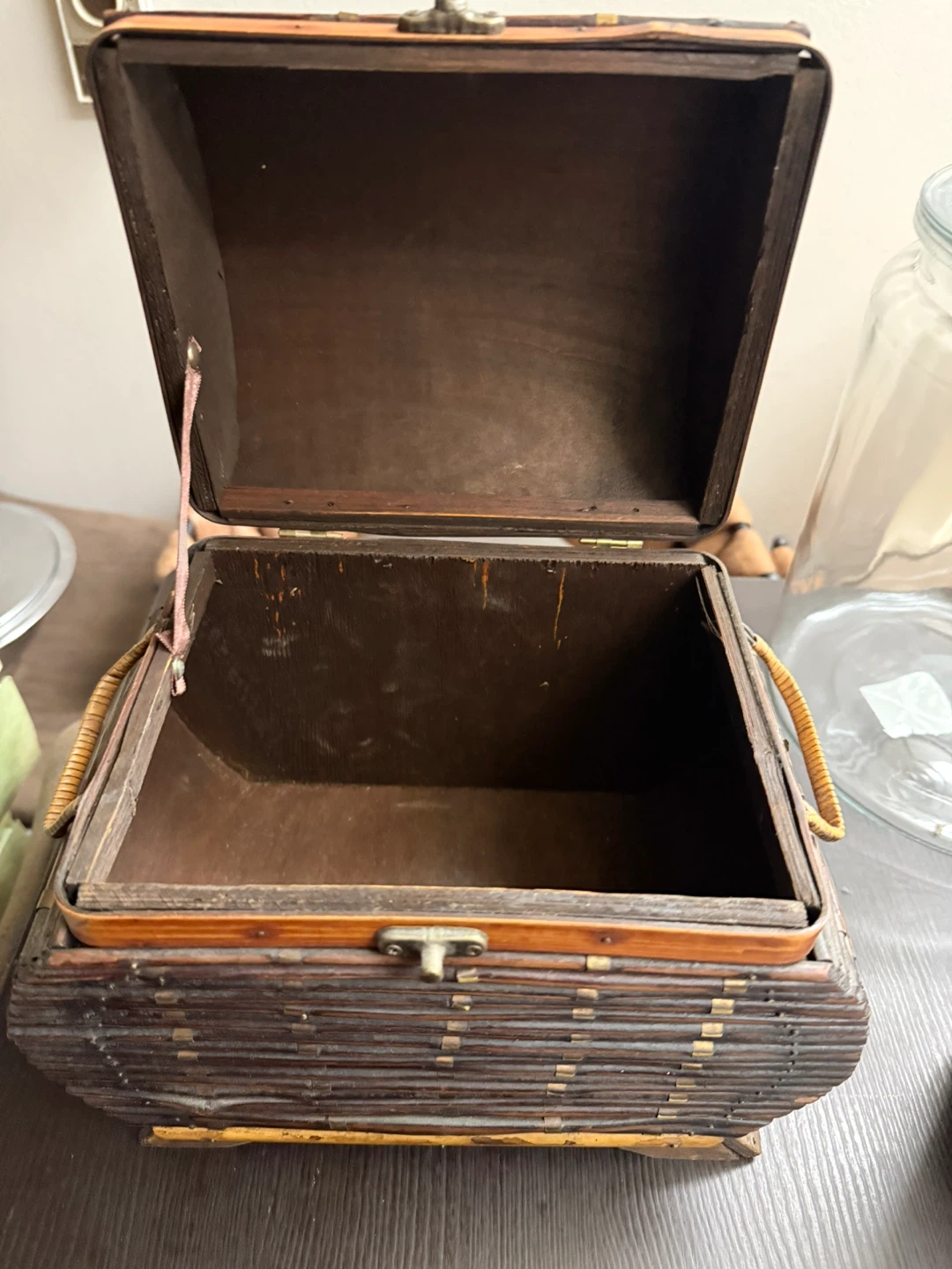 Decorative Woven Bamboo Trinket Box with Clasp - photo 2