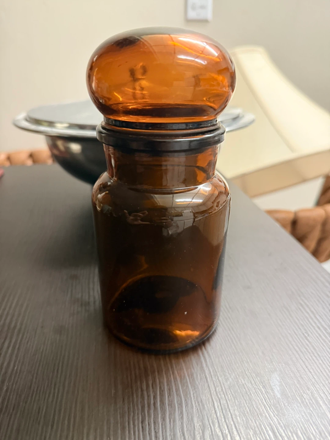 Amber Glass Apothecary Jar with Stopper Lid