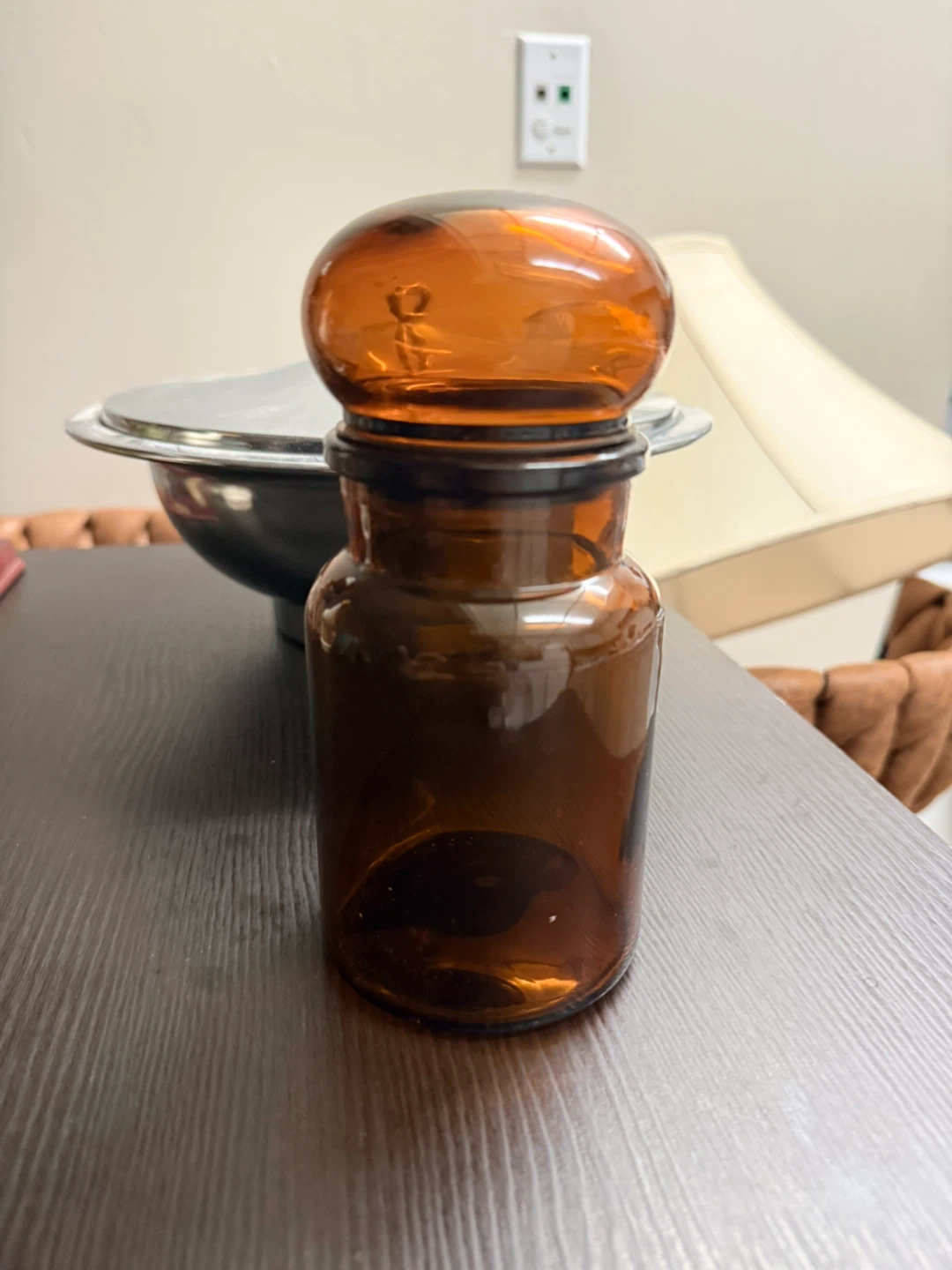 Amber Glass Apothecary Jar with Stopper Lid - photo 2