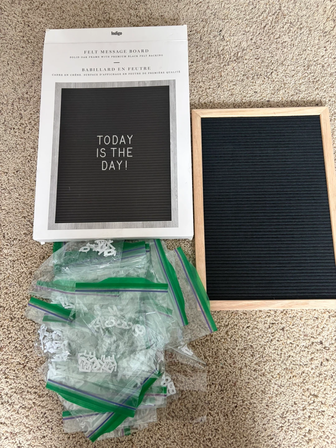 Indigo Felt Message Board with Oak Frame
