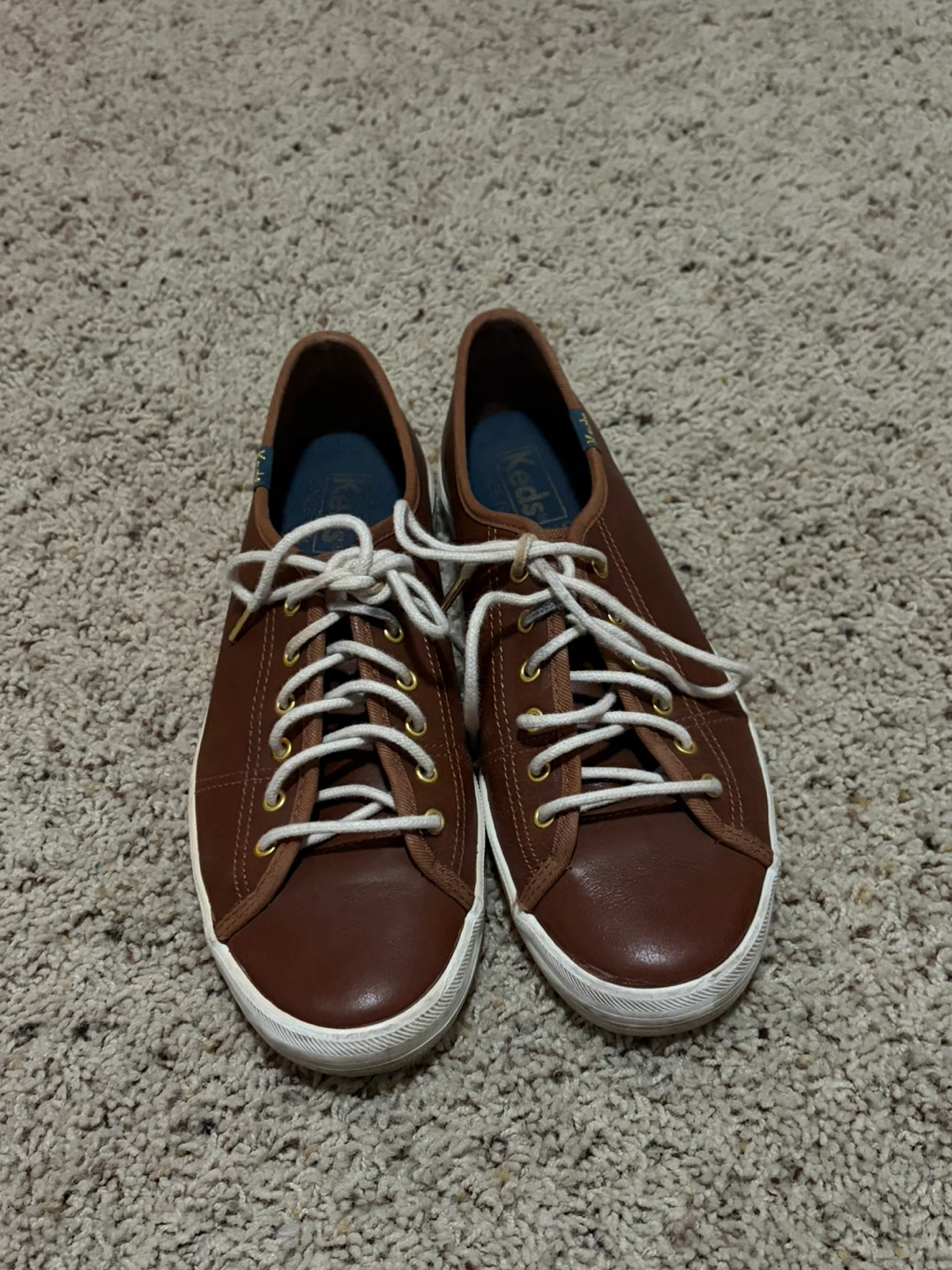 Keds Women's Brown Leather Lace-Up Sneakers