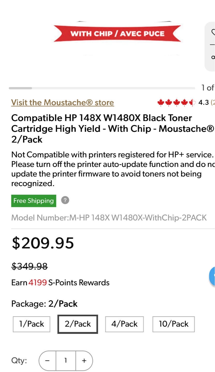Moustache Compatible HP 148X W1480X Black Toner Cartridge 2-Pack - photo 3