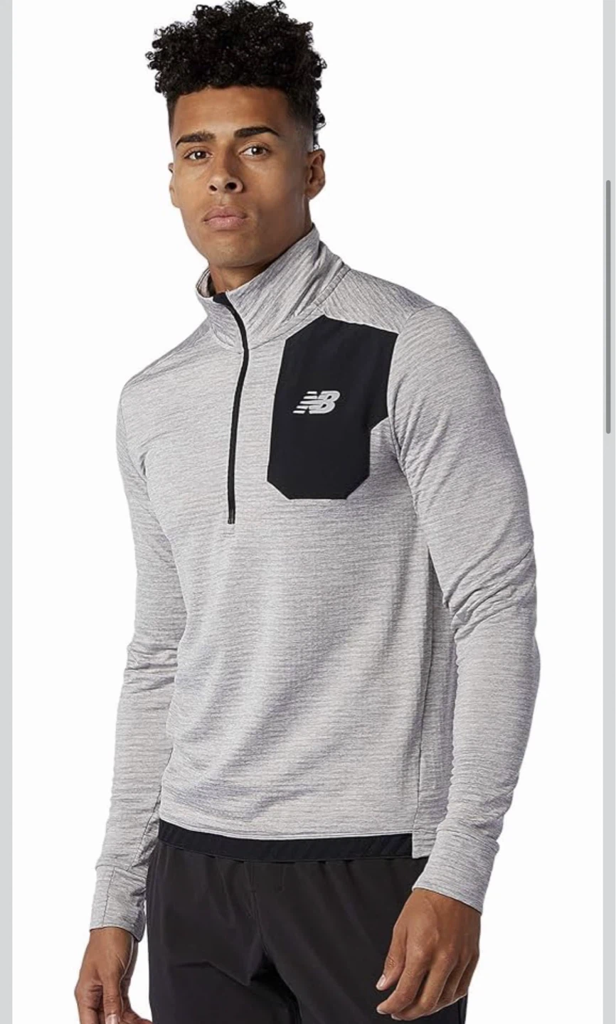 New Balance Men's Running Quarter-Zip Pullover - Grey, Size M - photo 4