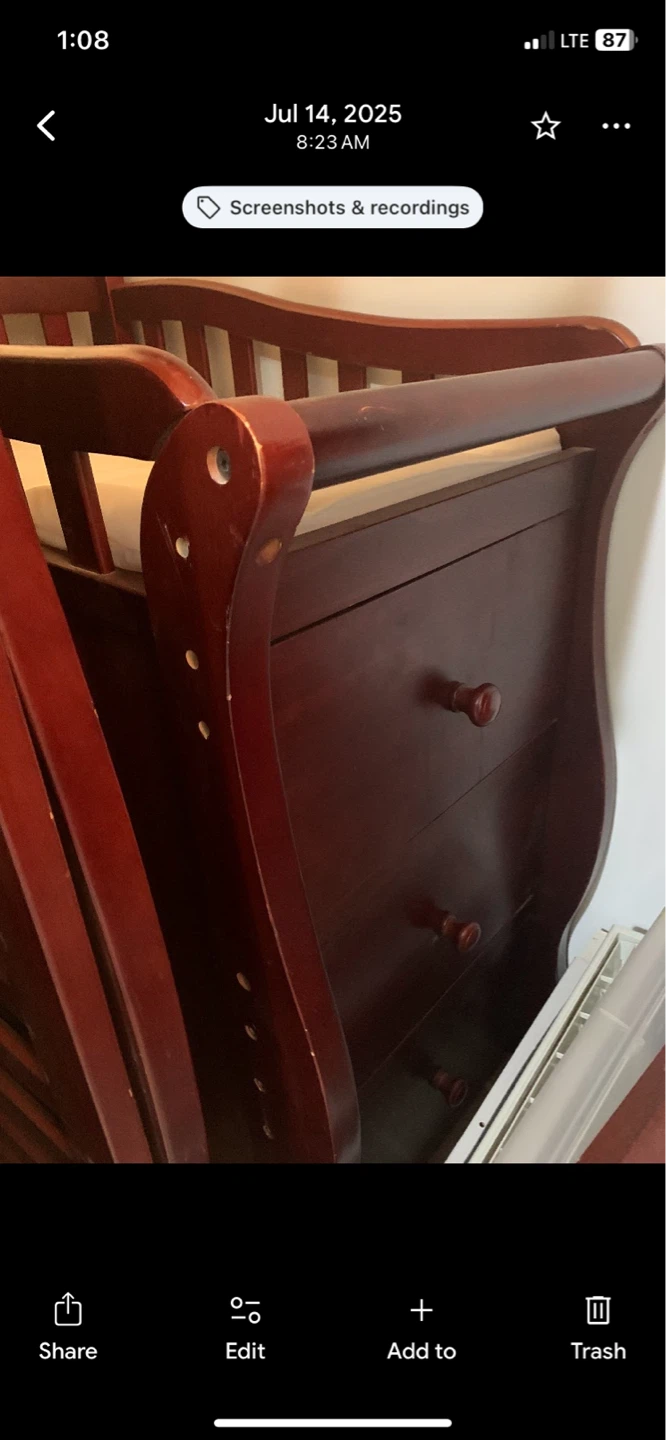 Cherry Wood Convertible Crib with Drawers - photo 3