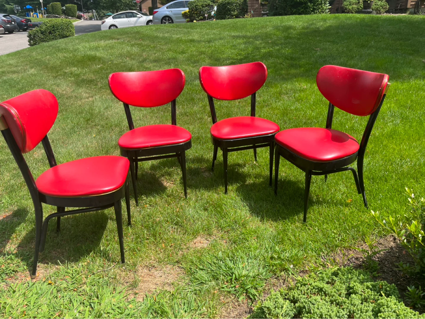 Set of 4 Red Dining Chairs