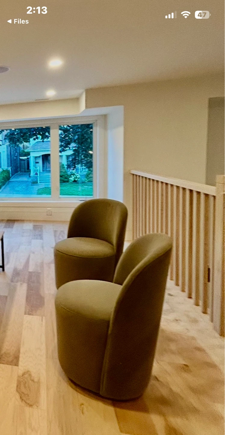 Two modern accent chairs only $150 each