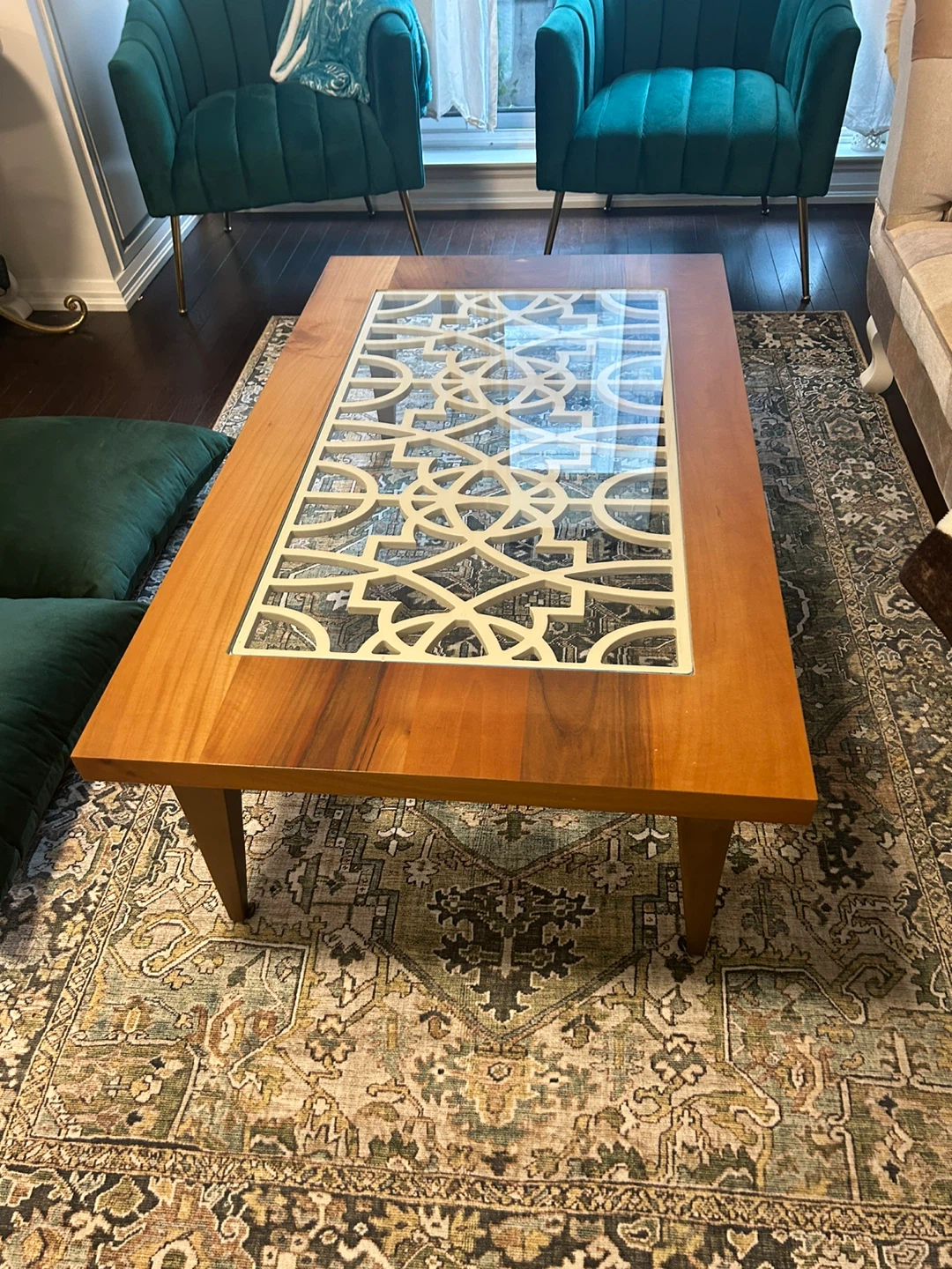 Wooden Coffee Table with Decorative Inlay - photo 4