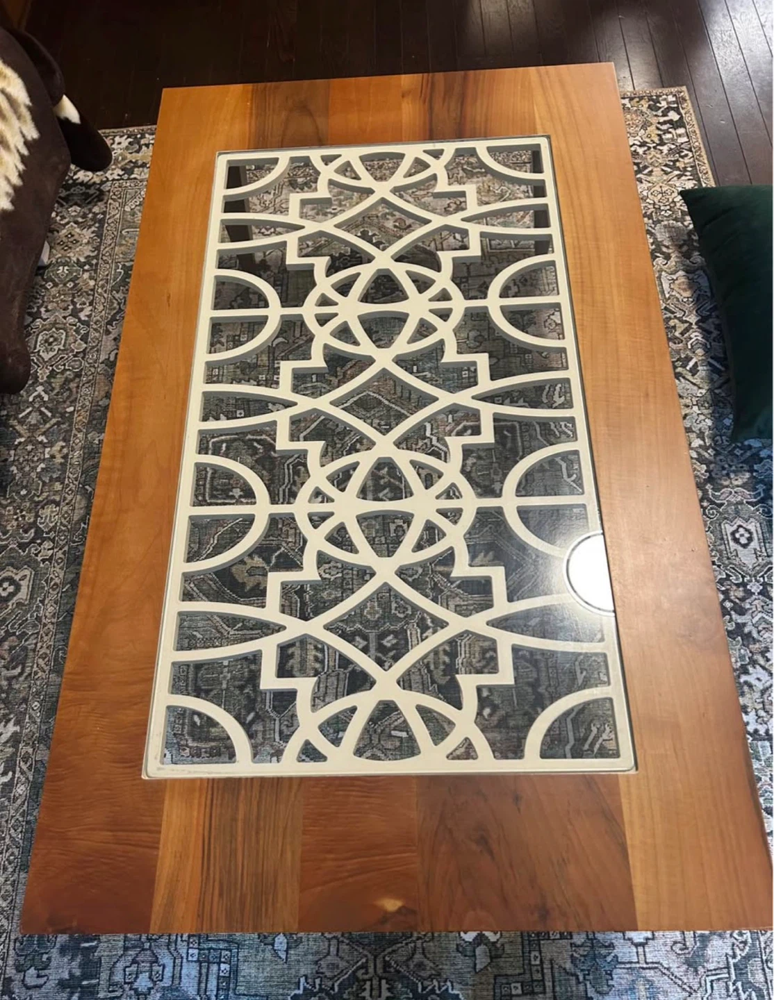 Wooden Coffee Table with Decorative Inlay