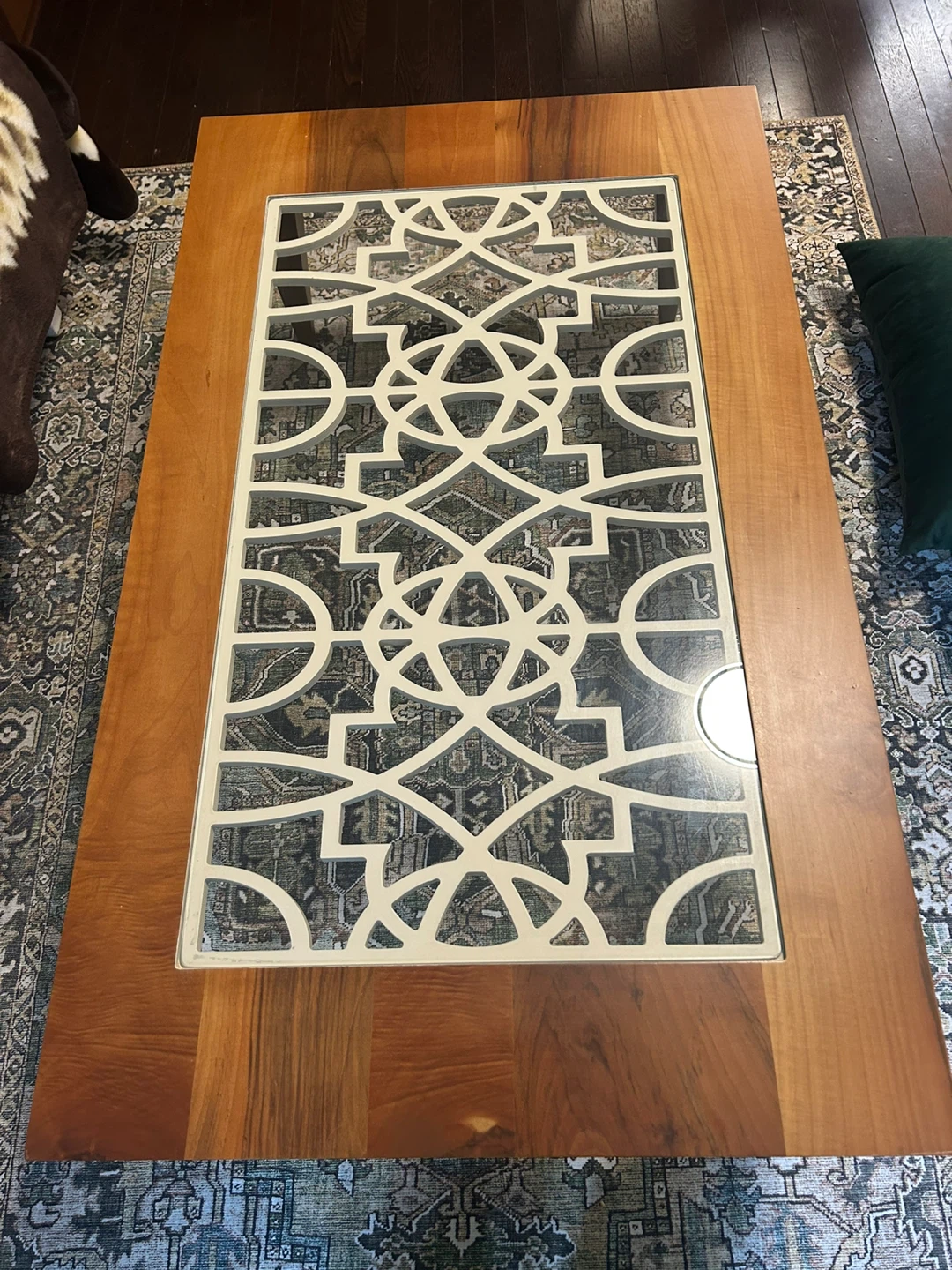 Wooden Coffee Table with Decorative Inlay - photo 2