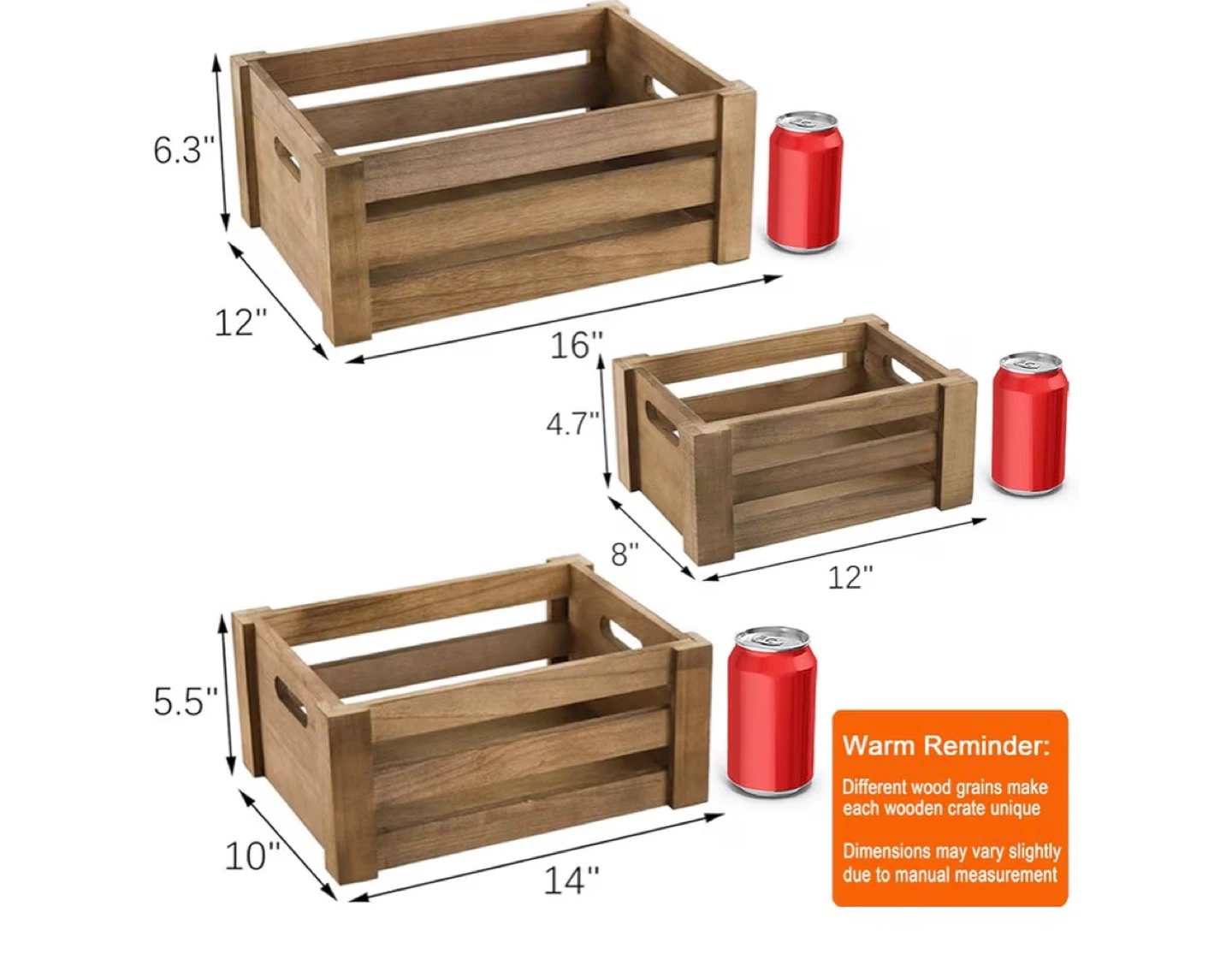 Set of 3 Wooden Crates - photo 3