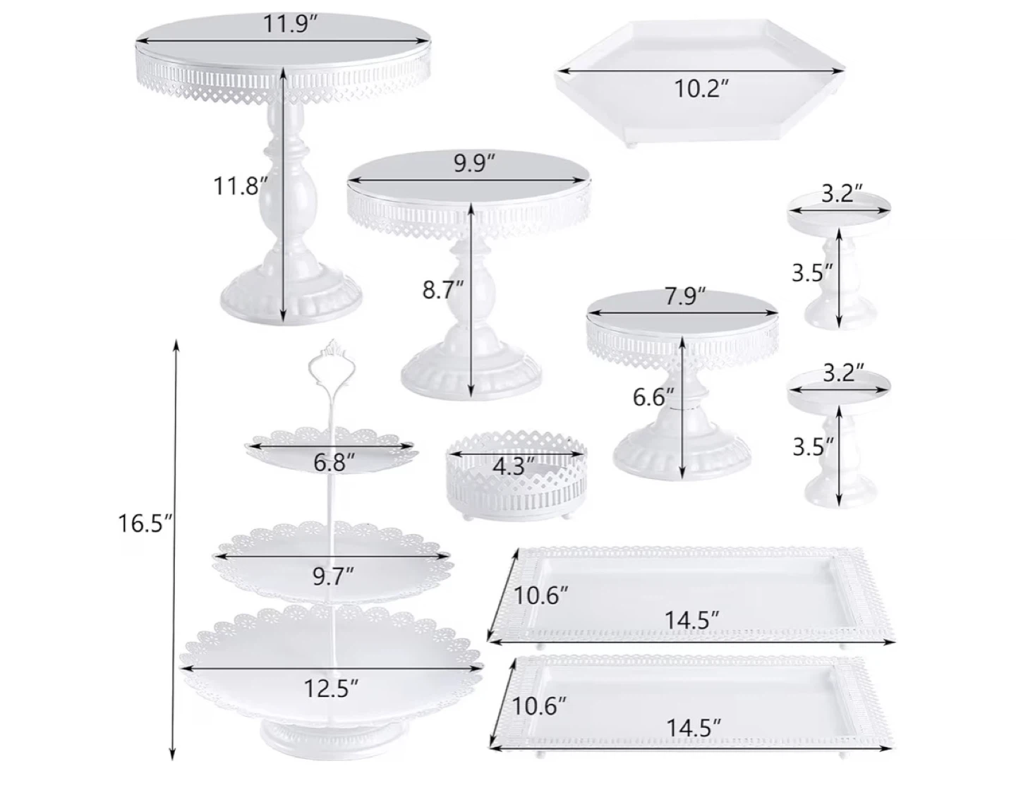 White Metal Cake Stand Set - photo 3