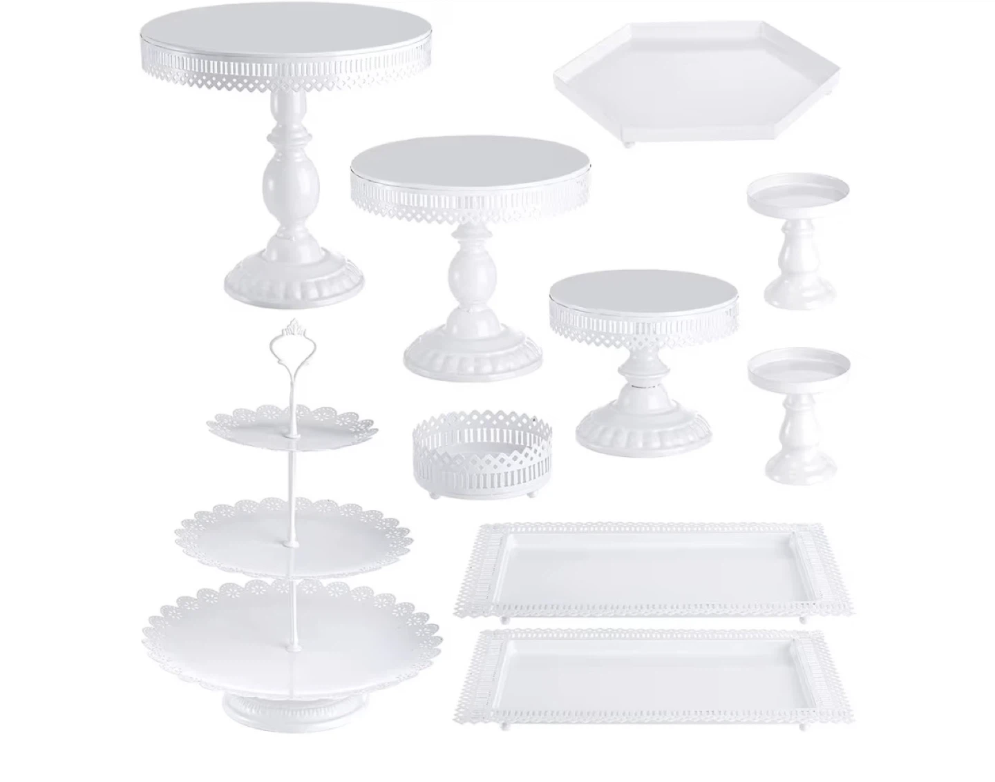 White Metal Cake Stand Set