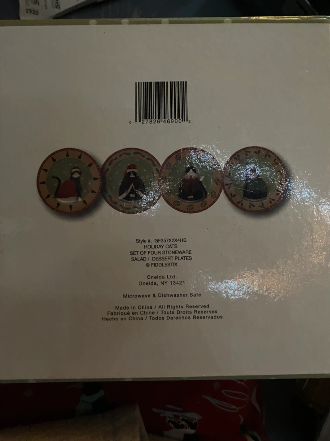 Oneida Holiday Cats Stoneware Salad/Dessert Plates Set of 4