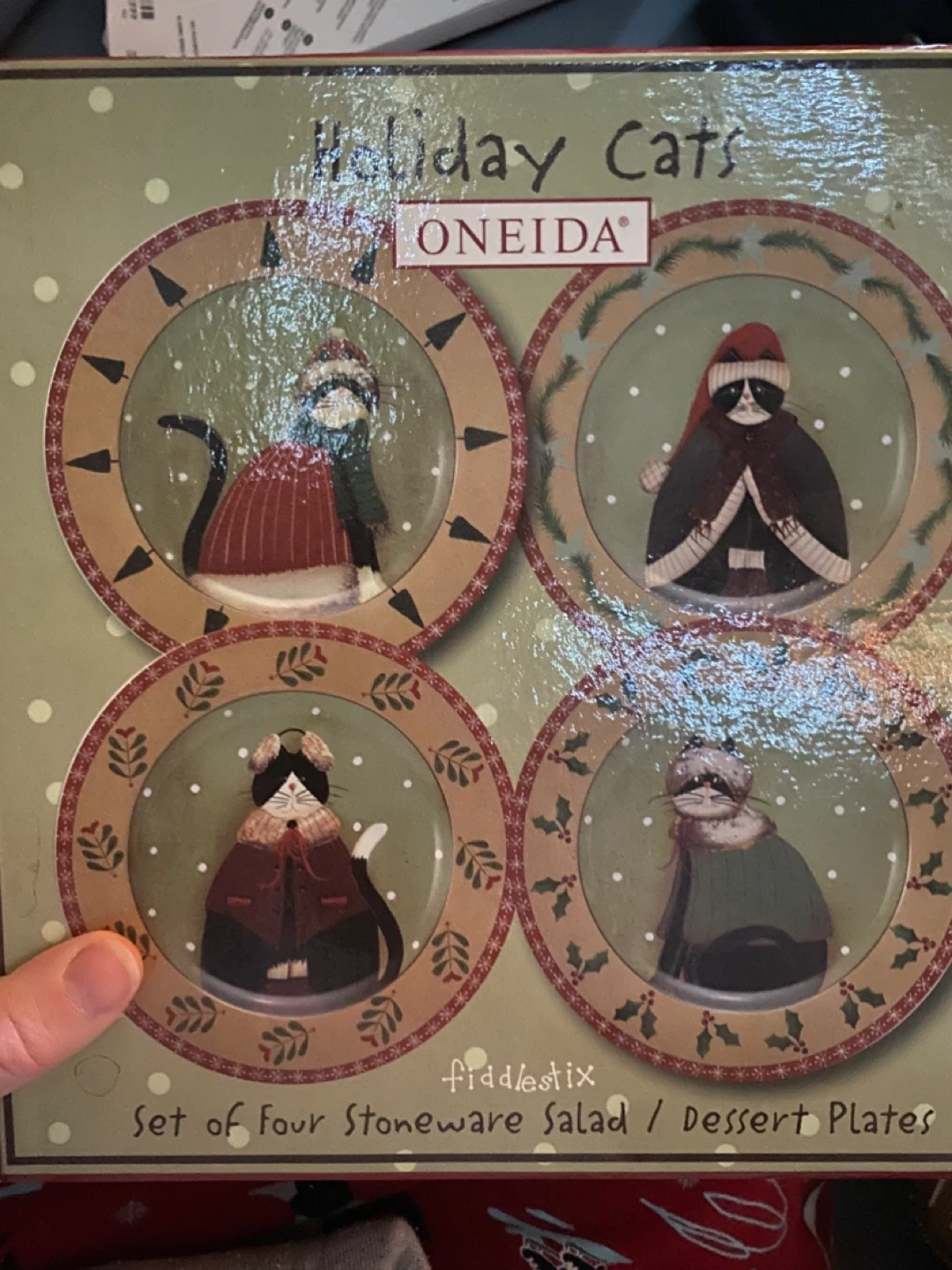 Oneida Holiday Cats Stoneware Salad/Dessert Plates Set of 4 - photo 5