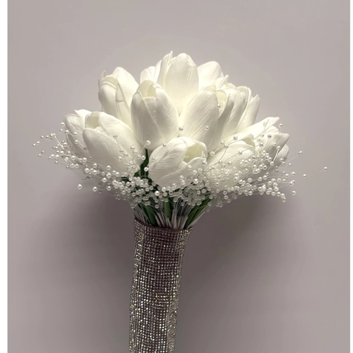 Bridal tulip bouquet with pearl