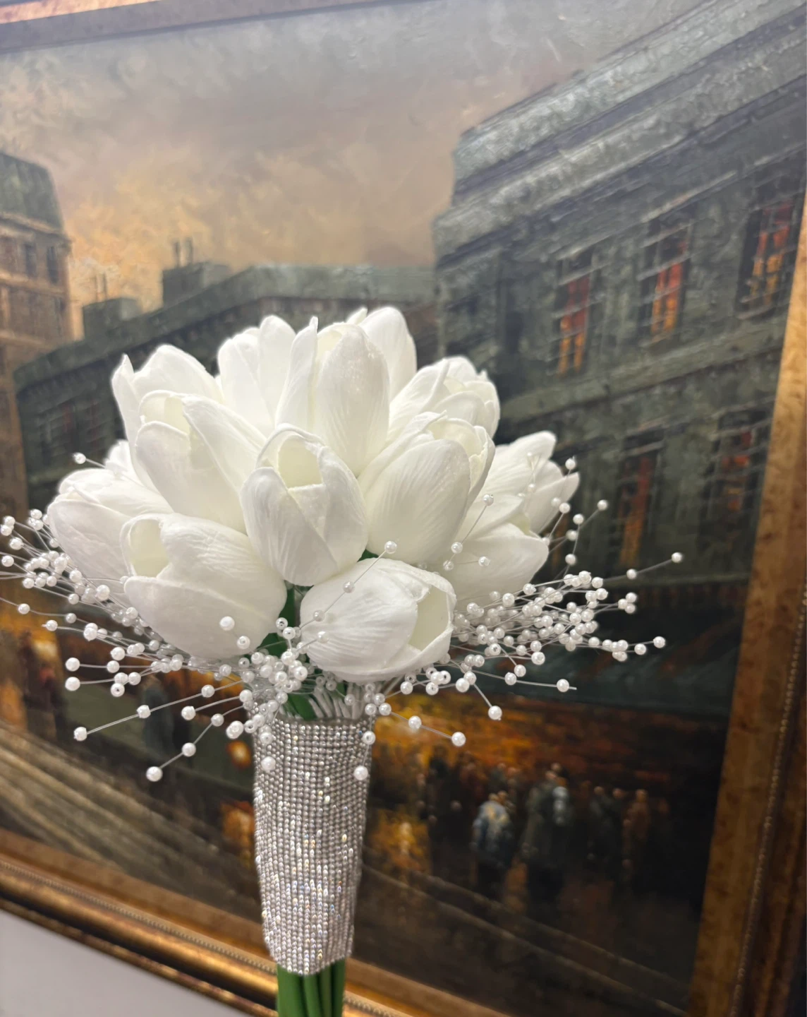 Bridal tulip bouquet with pearl - photo 5
