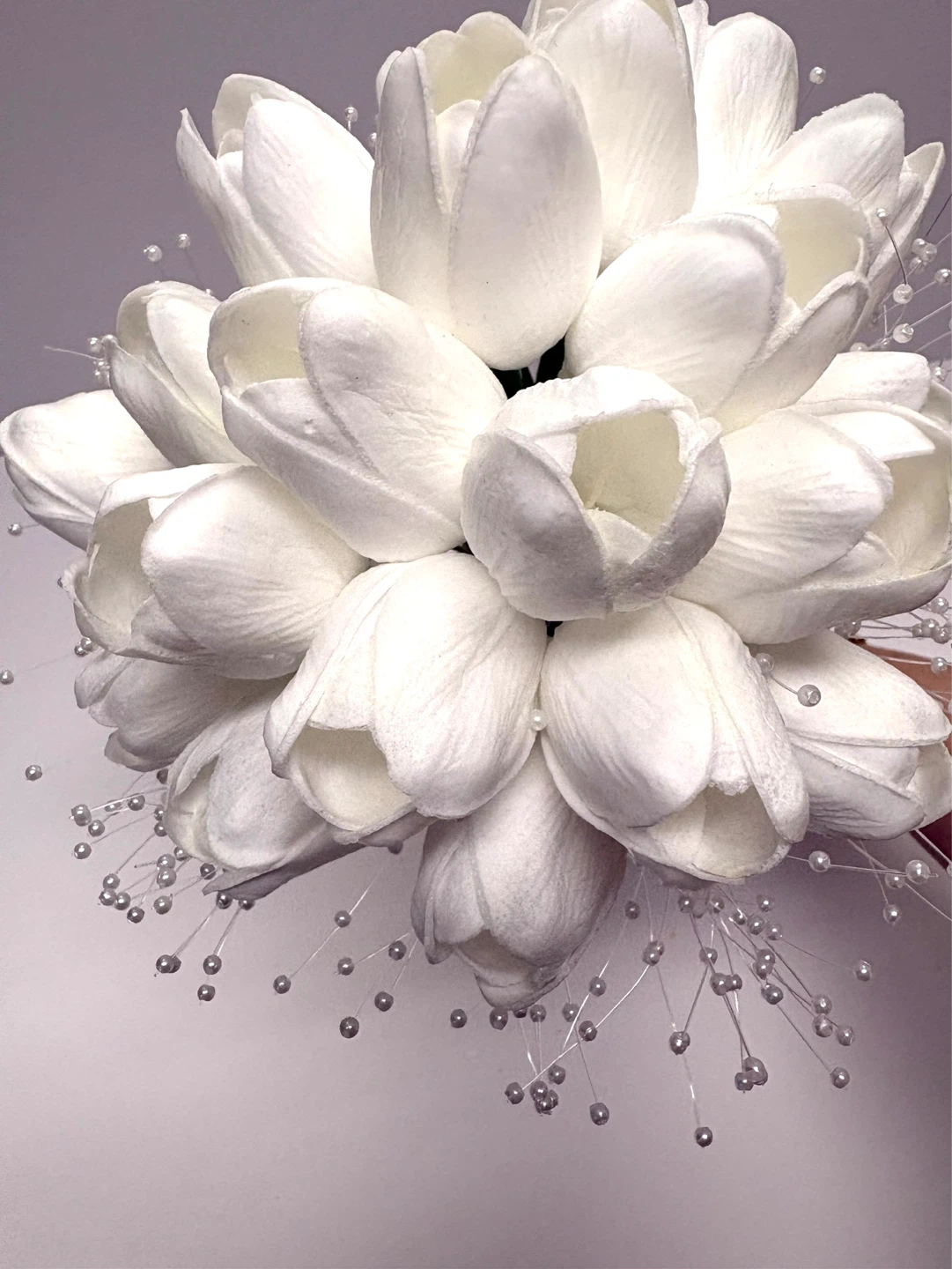 Bridal tulip bouquet with pearl - photo 4