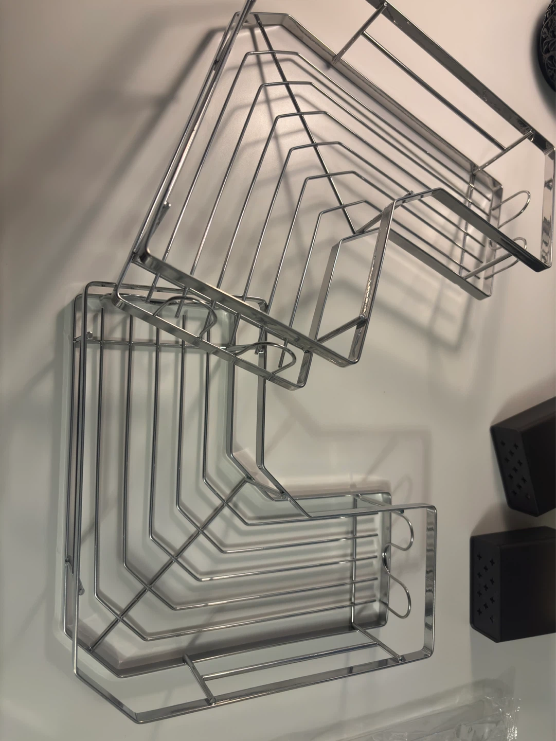 Silver Corner Shower Shelf Set with Hooks - photo 3