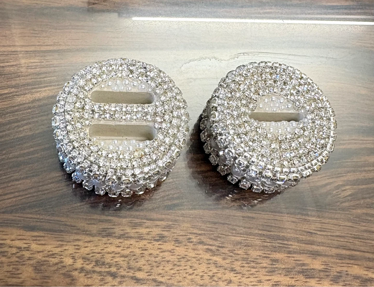 Ring box set of 2 made of silver rhinestone &pearl | Handmade - photo 4