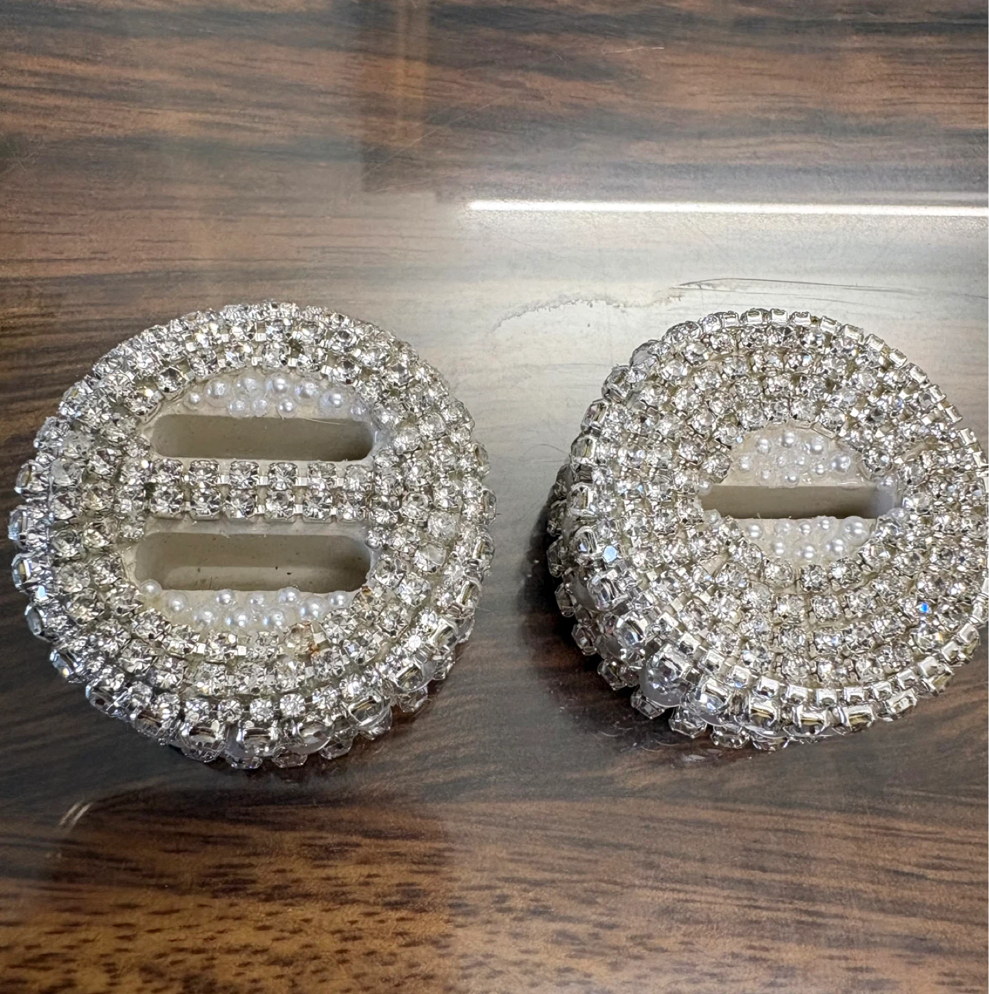 Ring box set of 2 made of silver rhinestone &pearl | Handmade - photo 5