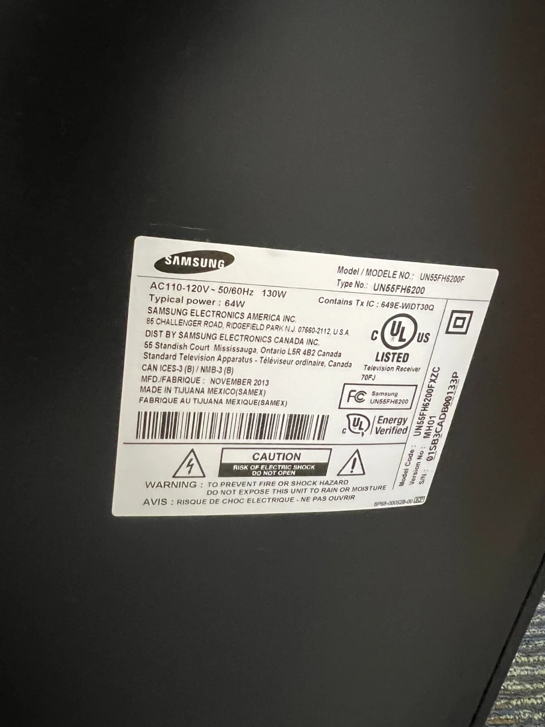Samsung UN55FH6200F is an older 55” 1080p smart TV - photo 5