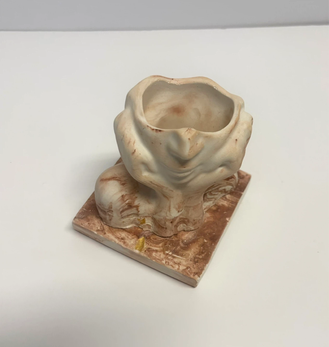 Handmade face sculpture planter or trinket box - photo 4
