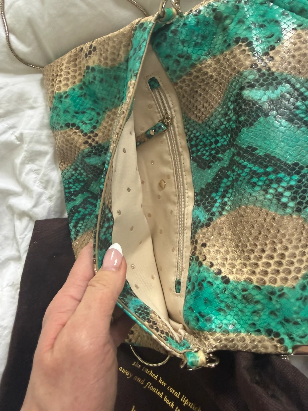 Kate Spade New York Snake Print Clutch with Chain - photo 4