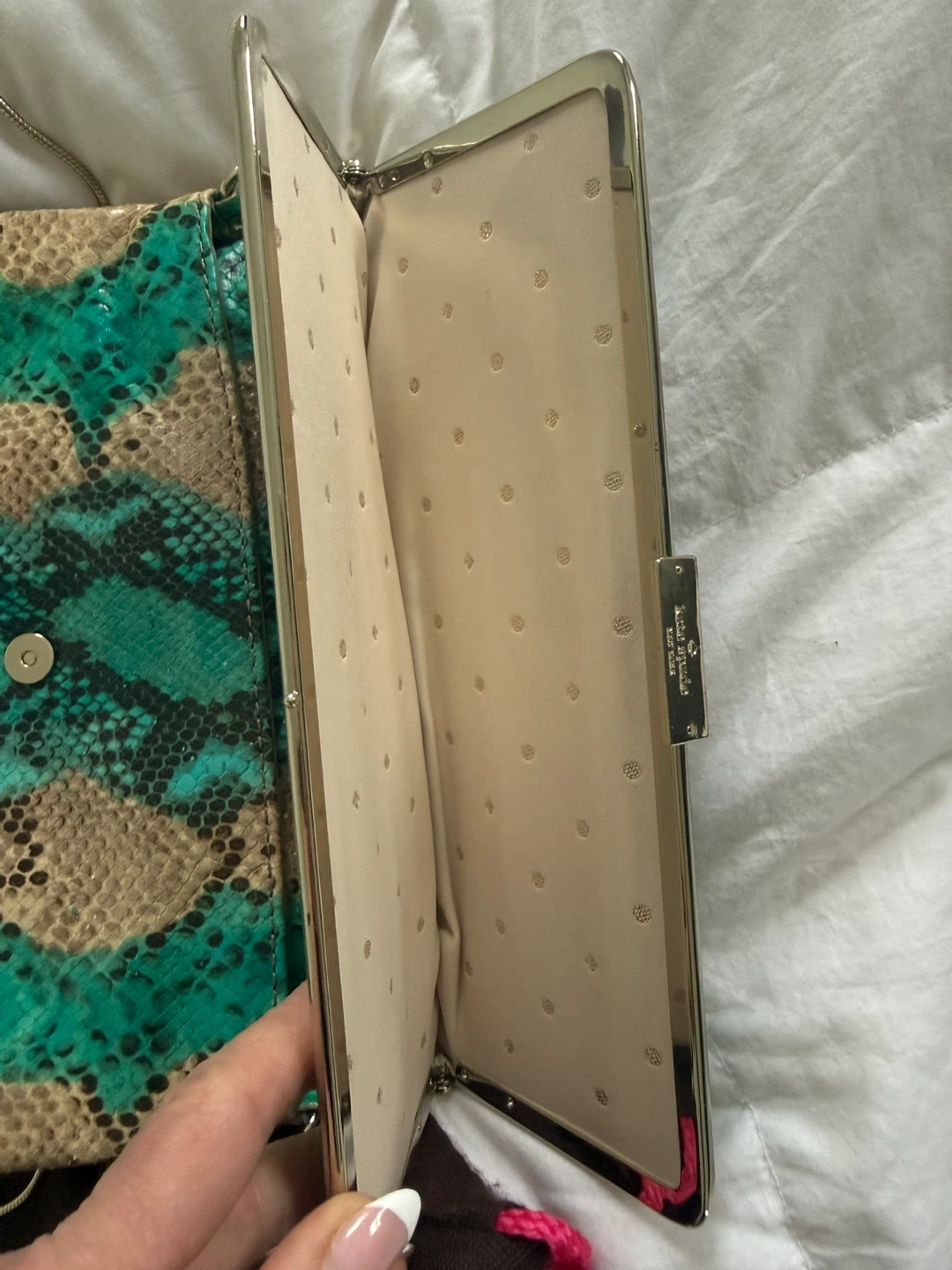 Kate Spade New York Snake Print Clutch with Chain - photo 5