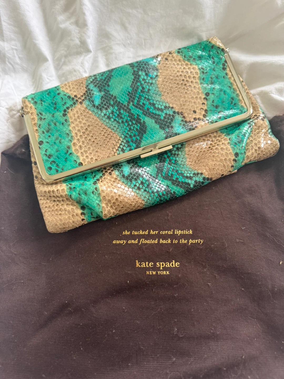 Kate Spade New York Snake Print Clutch with Chain - photo 2