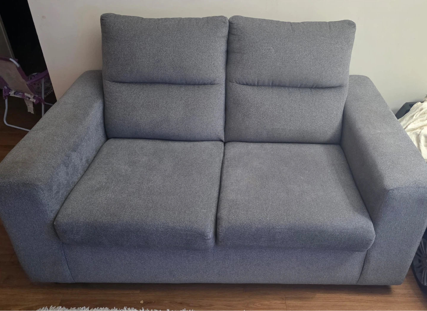 Grey Fabric Loveseat Sofa