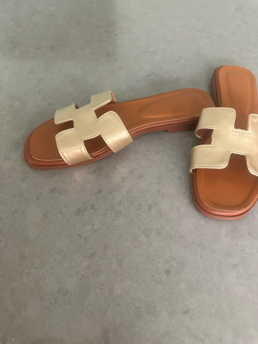 Gold Strap Slides Sandals
