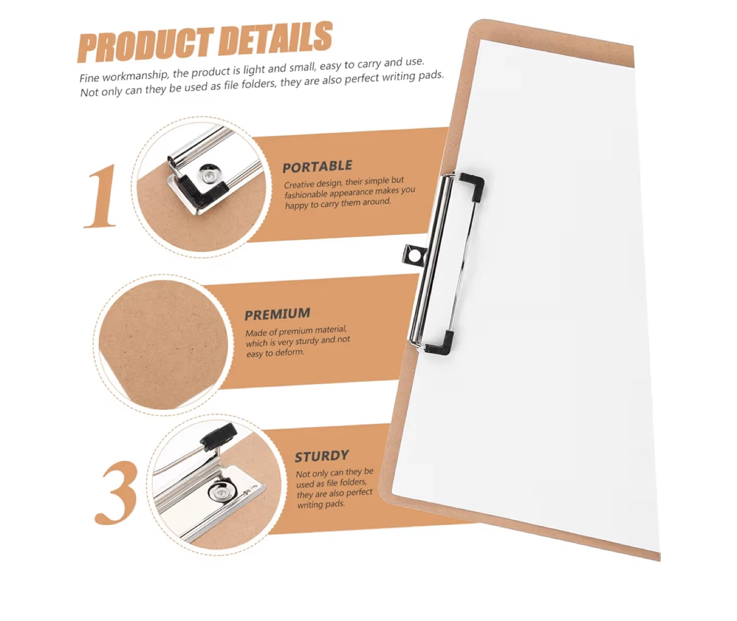 3pcs Writing Clipboard Clip Office Clips for Students - photo 5
