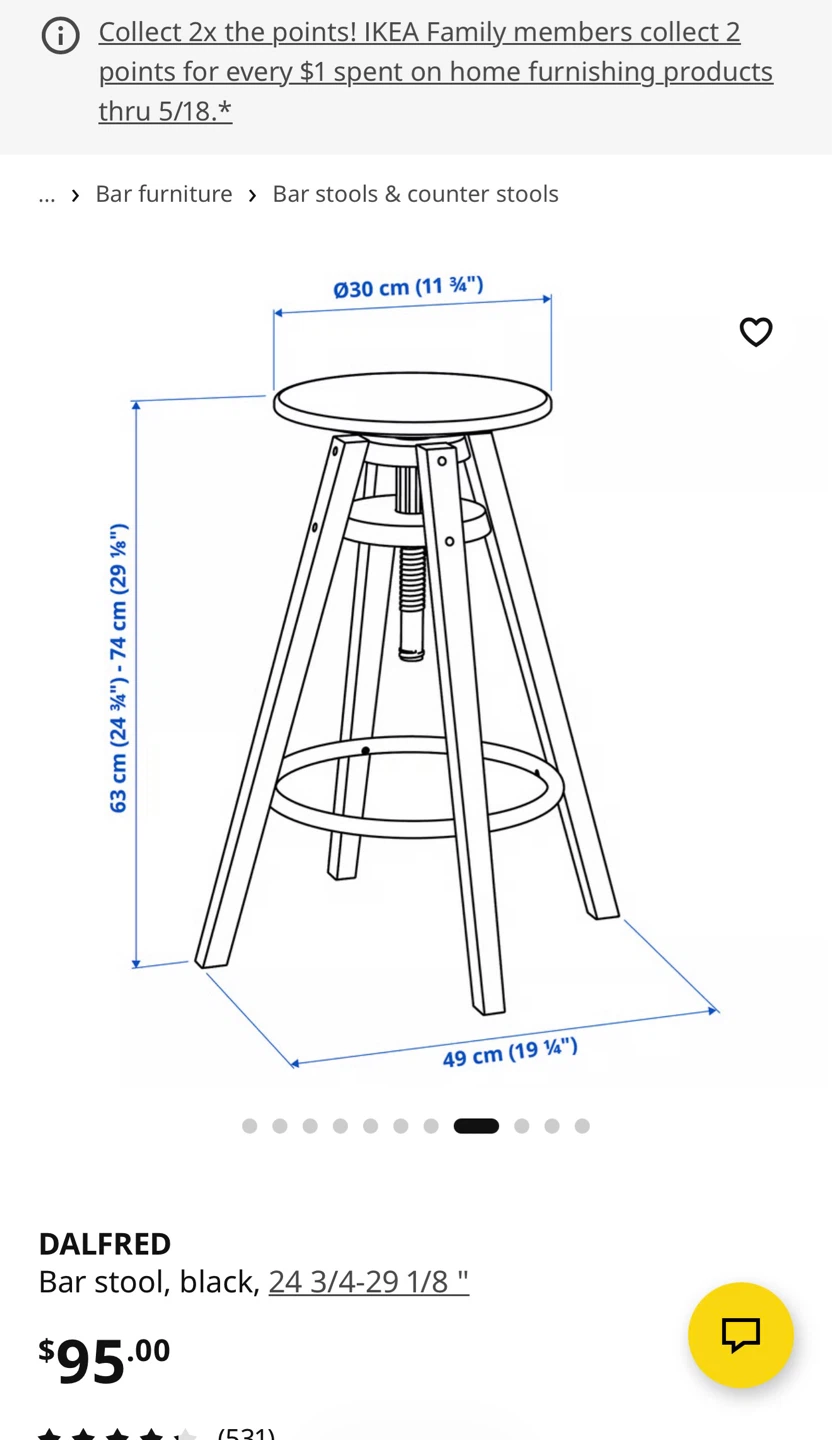 IKEA DALFRED Bar Stools - Black (Set of 2) - photo 3