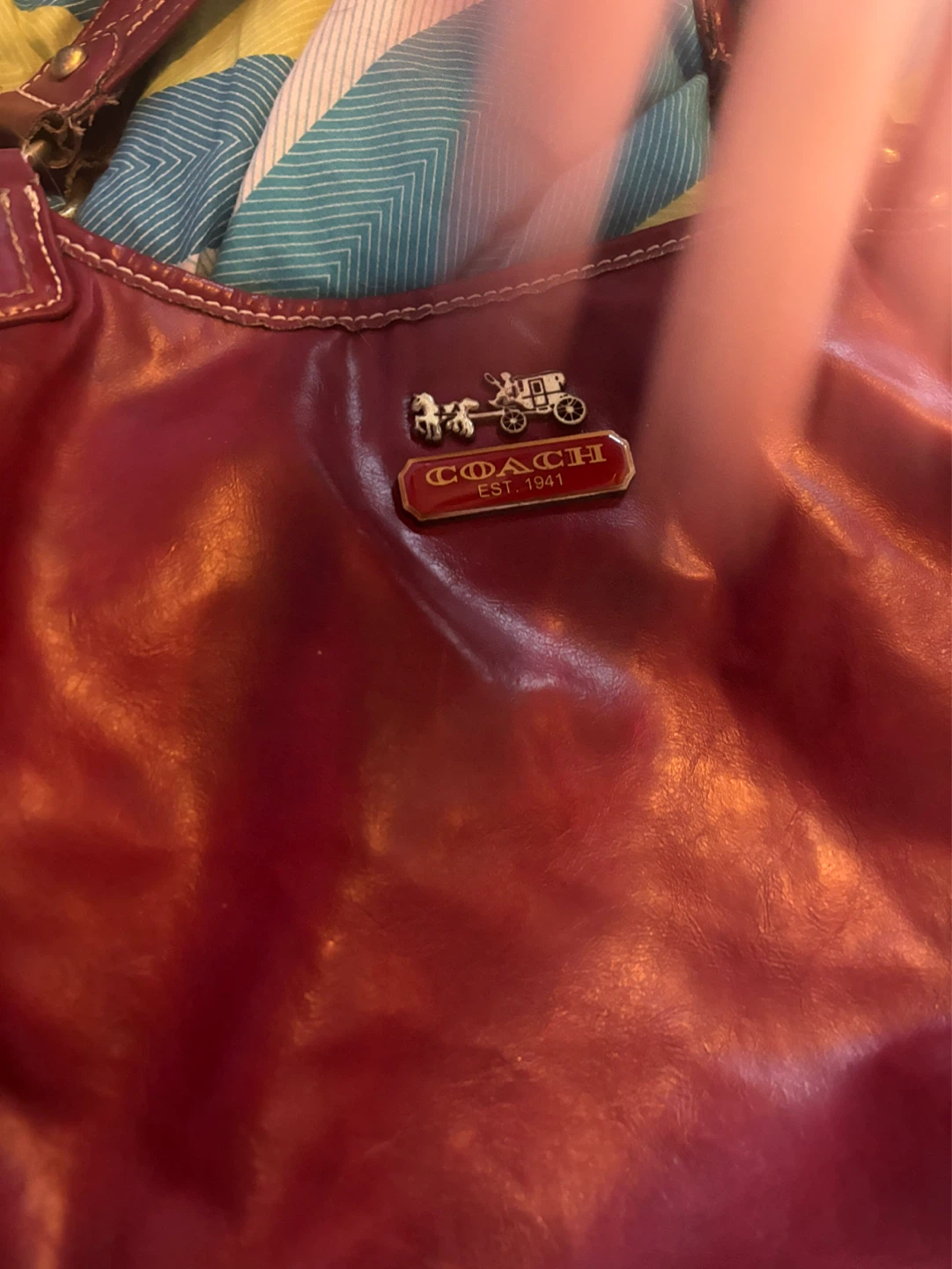 Coach Leather Hobo Handbag - Red - photo 3