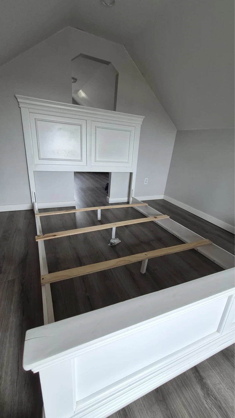 White Queen Bed Frame with Headboard