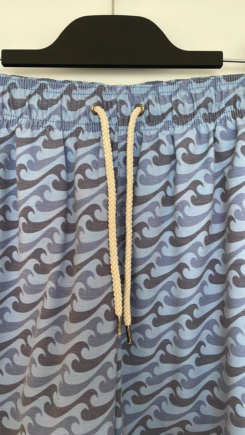 FAHERTY BRAND Men's Swim Trunks Blue Wave Pattern Size S