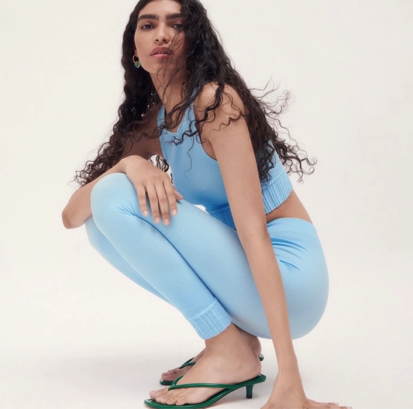 Zara Blue Ribbed Seamless Contour Collection Leggings - photo 2