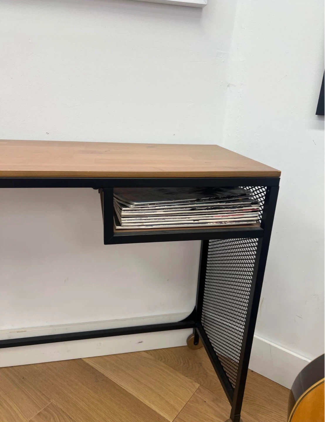 Compact Wood and Metal Desk with Storage - photo 2