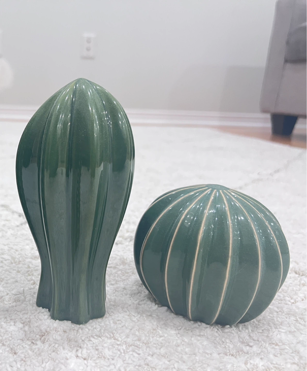Decorative Green Ceramic Cactus Set