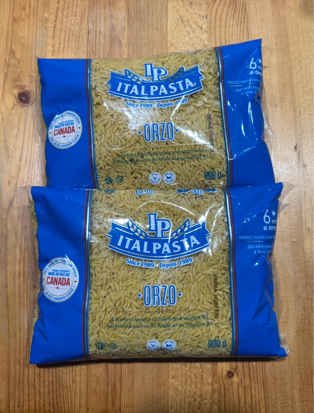 ItalPasta Orzo Pasta - 900g Bags (2 Pack)