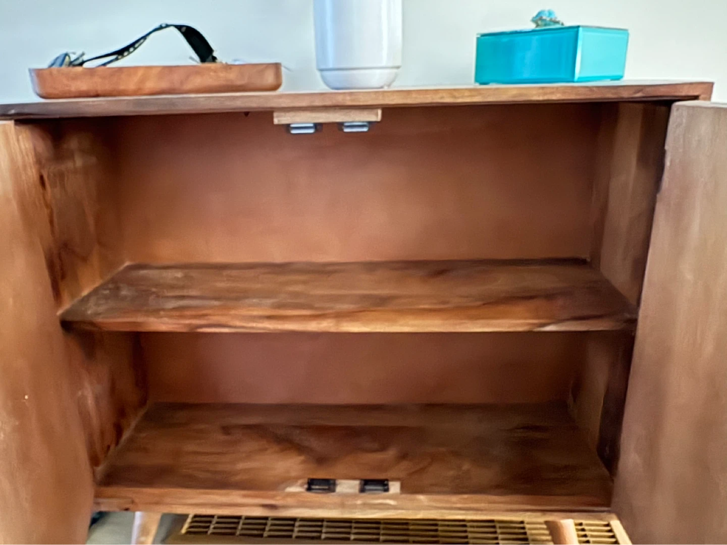 Wooden Two-Door Cabinet with Gold Accents - photo 4