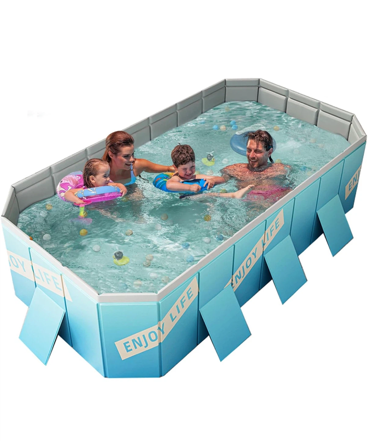 Blue Inflatable Family Paddling Pool - 2.6m Outer Diameter