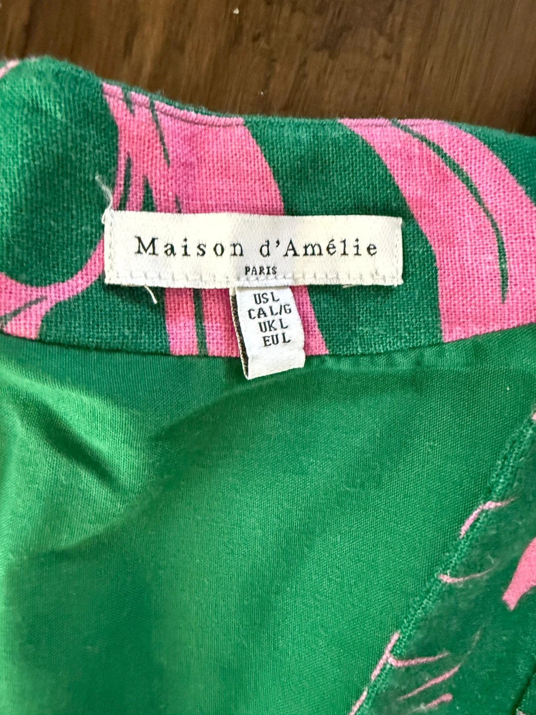 Green & Pink Leaf Print Two-Piece Set crop top L - photo 2