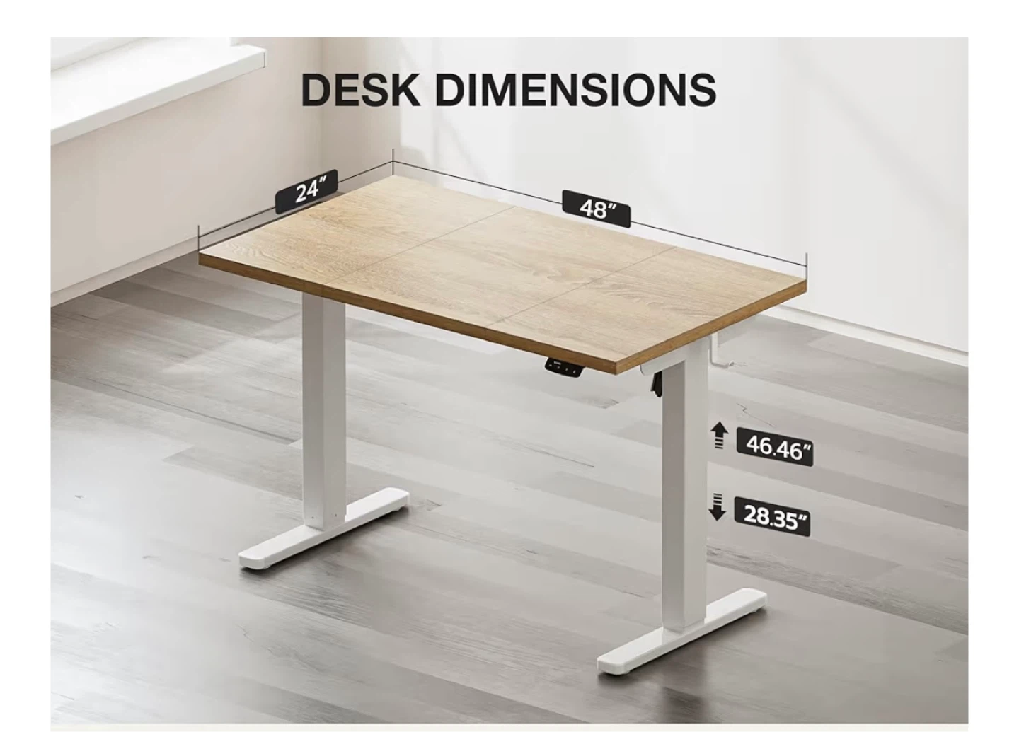 Adjustable Standing Desk - 48" x 24" - Wood Finish - photo 3